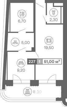 2-к квартира, вторичка, 51м2, 2/8 этаж