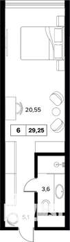 1-к квартира, вторичка, 29м2, 6/16 этаж