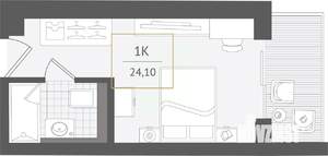 1-к квартира, вторичка, 24м2, 9/10 этаж