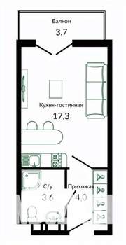 Студия квартира, вторичка, 26м2, 3/12 этаж
