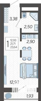 Студия квартира, вторичка, 24м2, 5/19 этаж