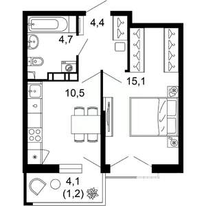 1-к квартира, вторичка, 36м2, 12/12 этаж