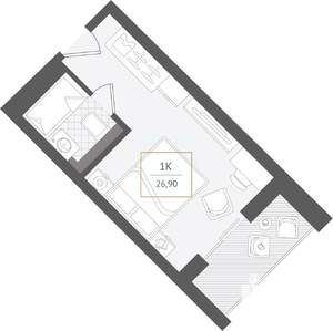 1-к квартира, вторичка, 27м2, 5/10 этаж