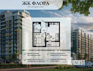 1-к квартира, вторичка, 36м2, 8/12 этаж