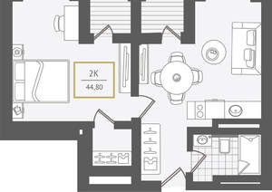2-к квартира, вторичка, 46м2, 10/10 этаж