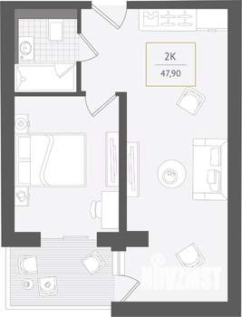 2-к квартира, вторичка, 48м2, 3/10 этаж