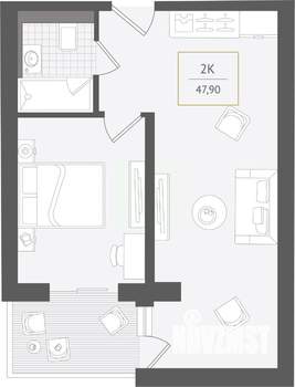 2-к квартира, вторичка, 48м2, 3/10 этаж