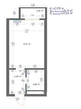 Студия квартира, вторичка, 25м2, 4/12 этаж