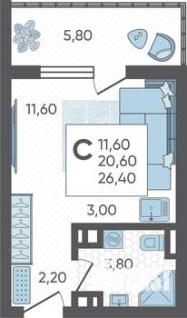 Студия квартира, вторичка, 26м2, 9/10 этаж