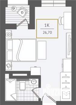 1-к квартира, вторичка, 27м2, 9/10 этаж
