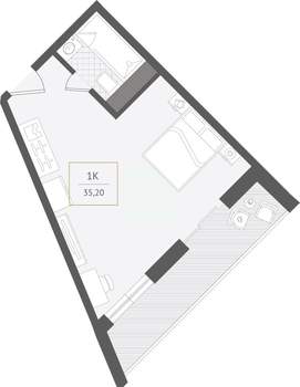 1-к квартира, вторичка, 35м2, 7/10 этаж
