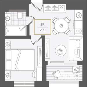 2-к квартира, вторичка, 33м2, 9/10 этаж