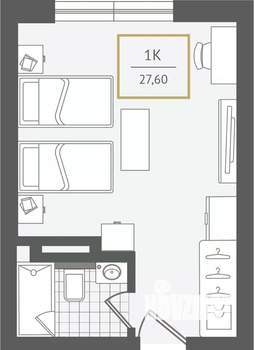 1-к квартира, вторичка, 28м2, 2/10 этаж