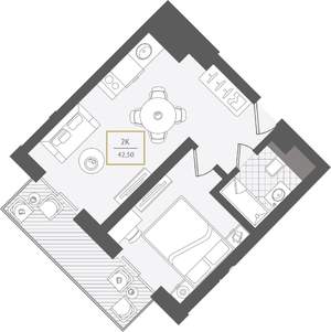 2-к квартира, вторичка, 43м2, 2/10 этаж