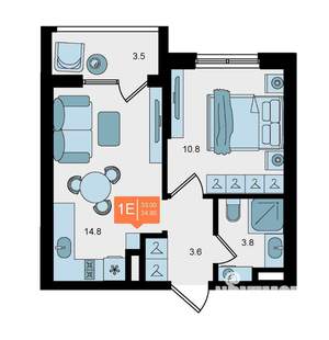 1-к квартира, вторичка, 10м2, 2/10 этаж