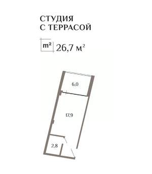 Студия квартира, вторичка, 27м2, 6/11 этаж