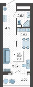 Студия квартира, строящийся дом, 23м2, 19/19 этаж