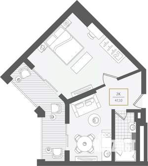 2-к квартира, вторичка, 48м2, 9/10 этаж