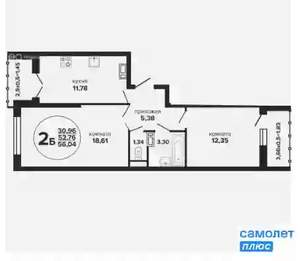 2-к квартира, вторичка, 56м2, 5/24 этаж