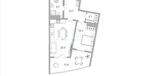 1-к квартира, вторичка, 74м2, 2/20 этаж