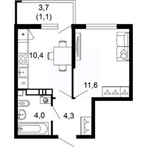 1-к квартира, вторичка, 31м2, 17/17 этаж