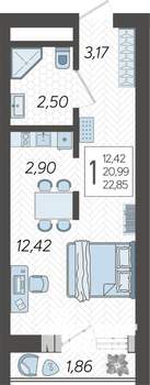 Студия квартира, вторичка, 24м2, 5/19 этаж