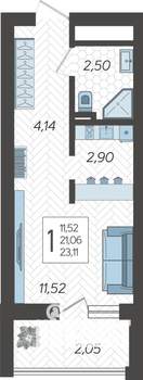 Студия квартира, вторичка, 23м2, 7/19 этаж