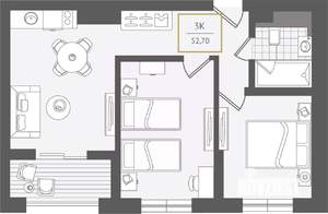 3-к квартира, вторичка, 54м2, 10/10 этаж