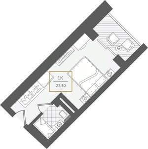 1-к квартира, вторичка, 23м2, 9/10 этаж