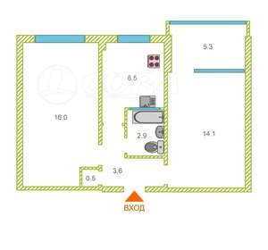 2-к квартира, вторичка, 44м2, 4/5 этаж
