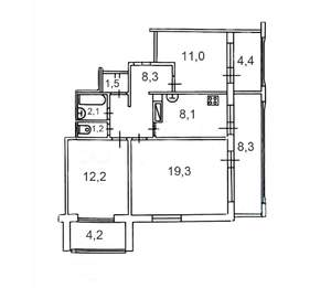 3-к квартира, вторичка, 81м2, 8/12 этаж