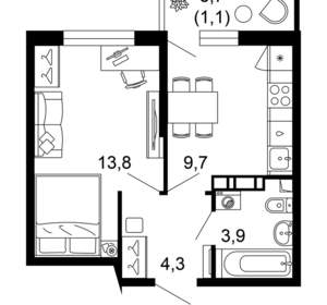 1-к квартира, вторичка, 33м2, 11/12 этаж