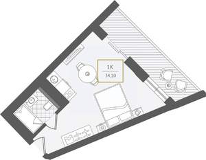 1-к квартира, вторичка, 36м2, 9/10 этаж