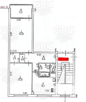 2-к квартира, вторичка, 53м2, 2/6 этаж