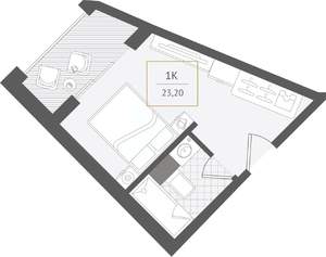 1-к квартира, вторичка, 23м2, 3/10 этаж