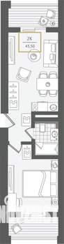 2-к квартира, вторичка, 44м2, 10/10 этаж