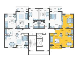 2-к квартира, вторичка, 60м2, 9/16 этаж