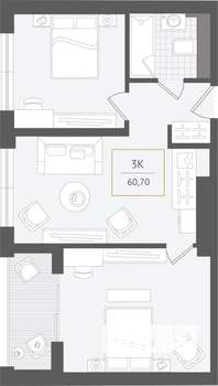 3-к квартира, вторичка, 61м2, 5/10 этаж