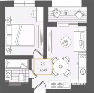 2-к квартира, вторичка, 37м2, 8/10 этаж