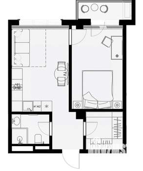 1-к квартира, вторичка, 45м2, 4/7 этаж