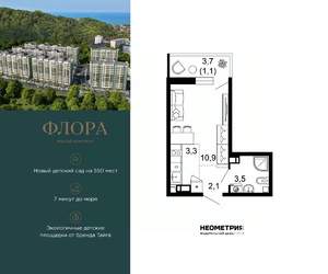 1-к квартира, вторичка, 21м2, 8/12 этаж