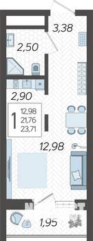 Студия квартира, вторичка, 24м2, 3/19 этаж