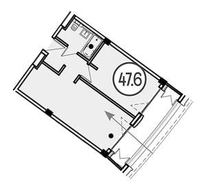 1-к квартира, вторичка, 48м2, 4/4 этаж