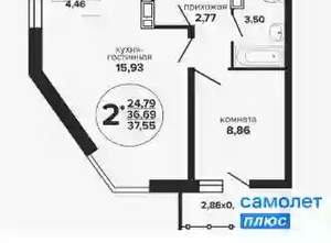 1-к квартира, вторичка, 38м2, 10/24 этаж