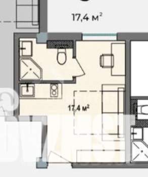 Студия квартира, вторичка, 17м2, -1/4 этаж