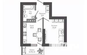 1-к квартира, вторичка, 31м2, 9/12 этаж
