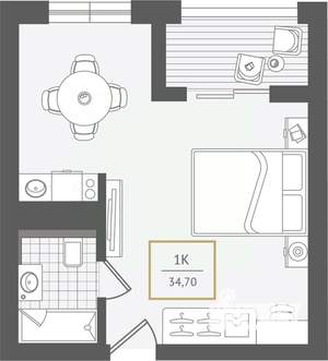 1-к квартира, вторичка, 35м2, 8/10 этаж