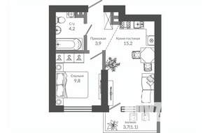 1-к квартира, вторичка, 34м2, 7/12 этаж