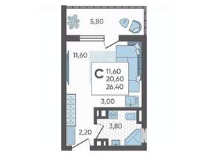 Студия квартира, вторичка, 26м2, 7/10 этаж