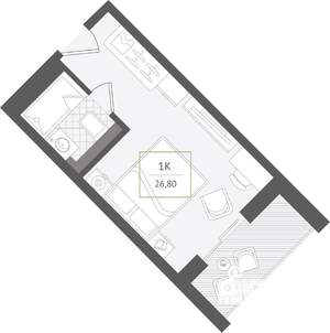1-к квартира, вторичка, 27м2, 7/10 этаж